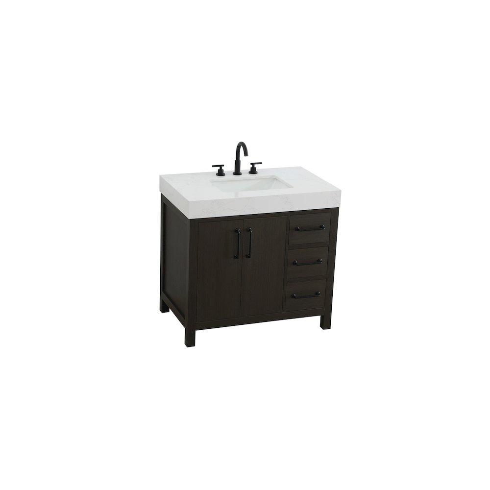 36 inch Single Bathroom Vanity In Mocha Brown. Picture 6