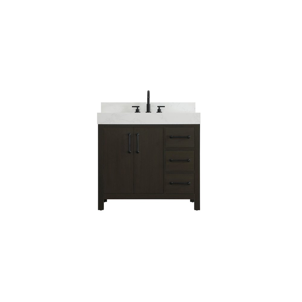 36 inch Single Bathroom Vanity In Mocha Brown with backsplash. Picture 1