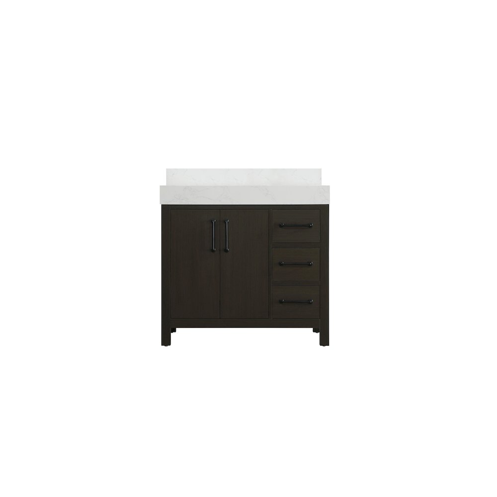 36 inch Single Bathroom Vanity In Mocha Brown with backsplash. Picture 5