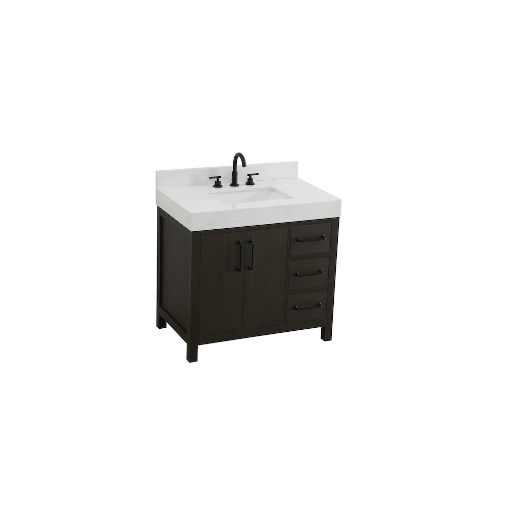 36 inch Single Bathroom Vanity In Mocha Brown with backsplash. Picture 6