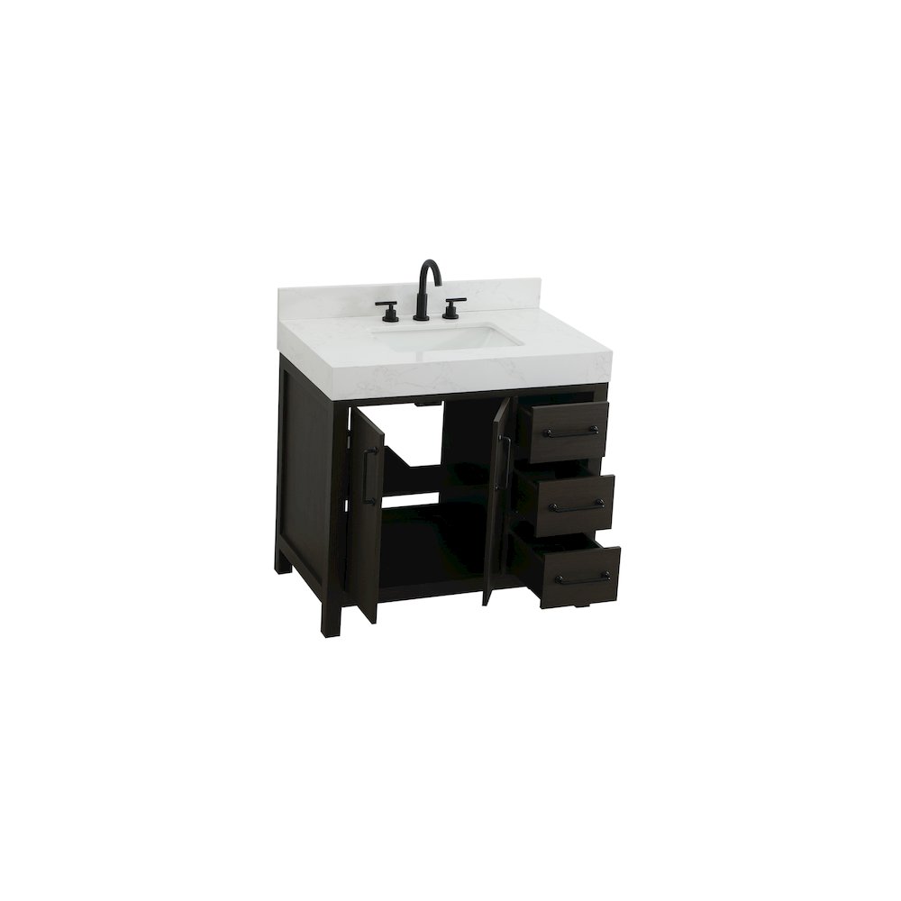 36 inch Single Bathroom Vanity In Mocha Brown with backsplash. Picture 7