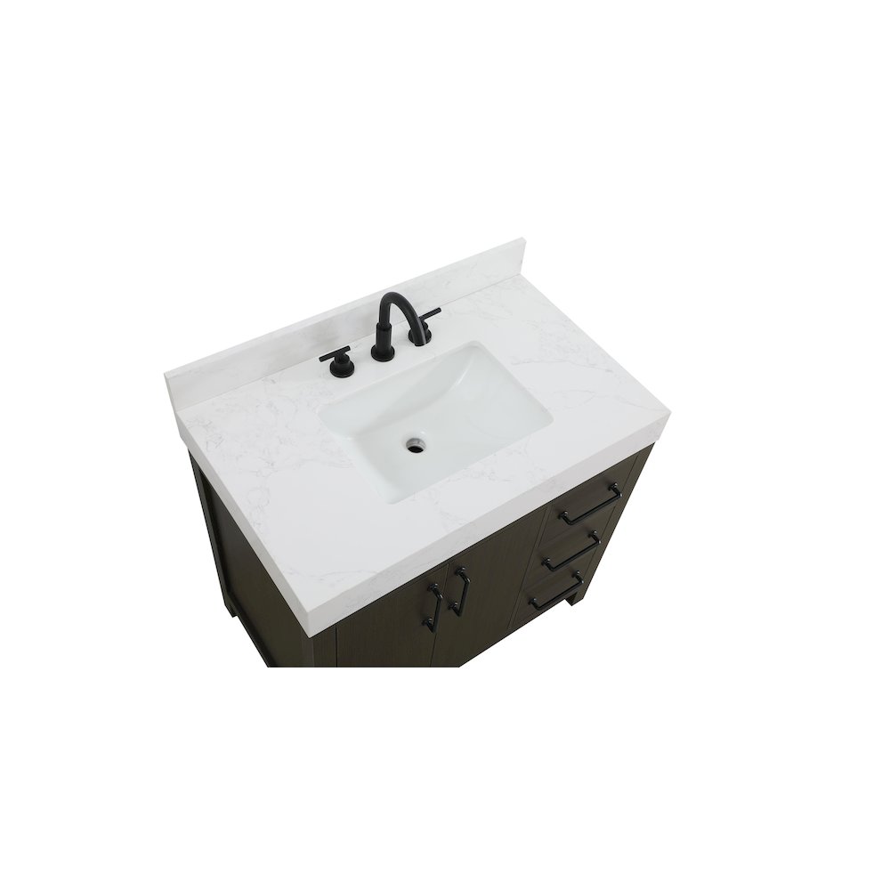 36 inch Single Bathroom Vanity In Mocha Brown with backsplash. Picture 8