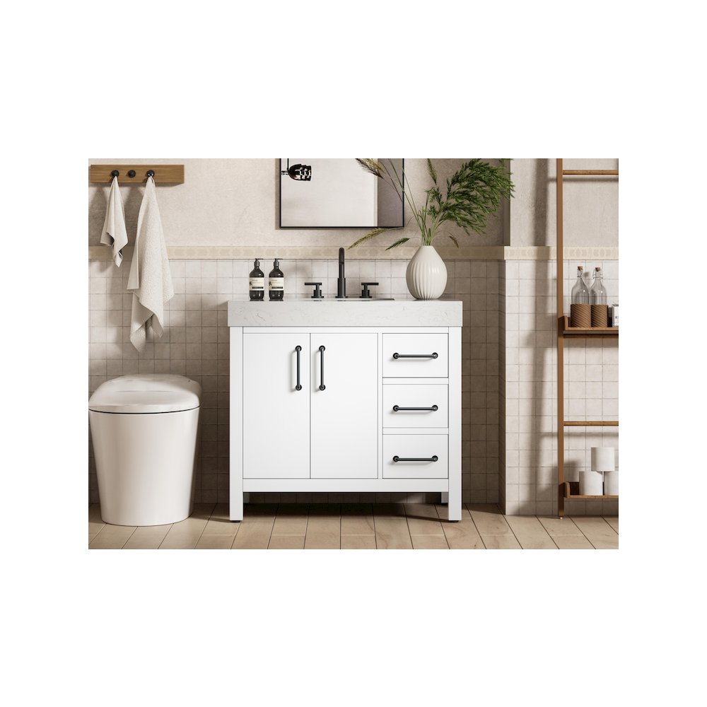 36 inch Single Bathroom Vanity In White. Picture 2