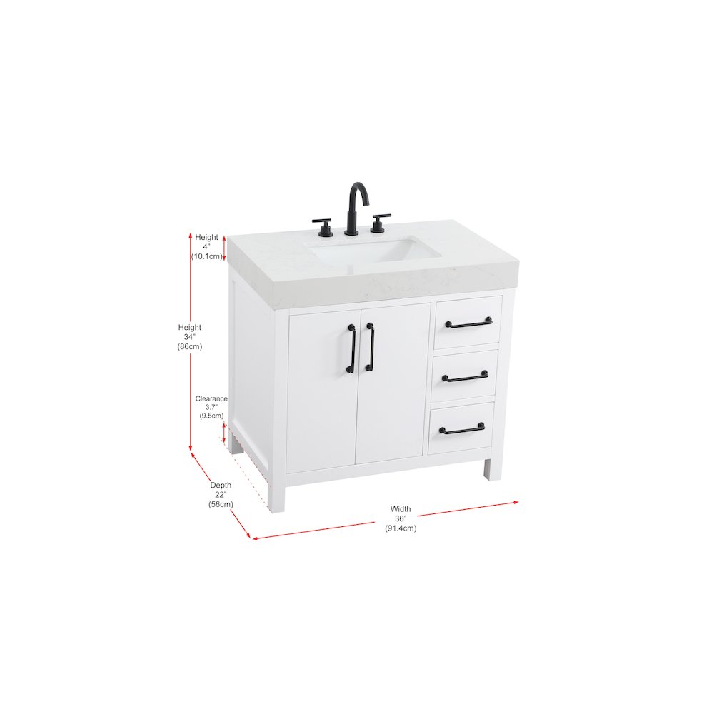 36 inch Single Bathroom Vanity In White. Picture 13