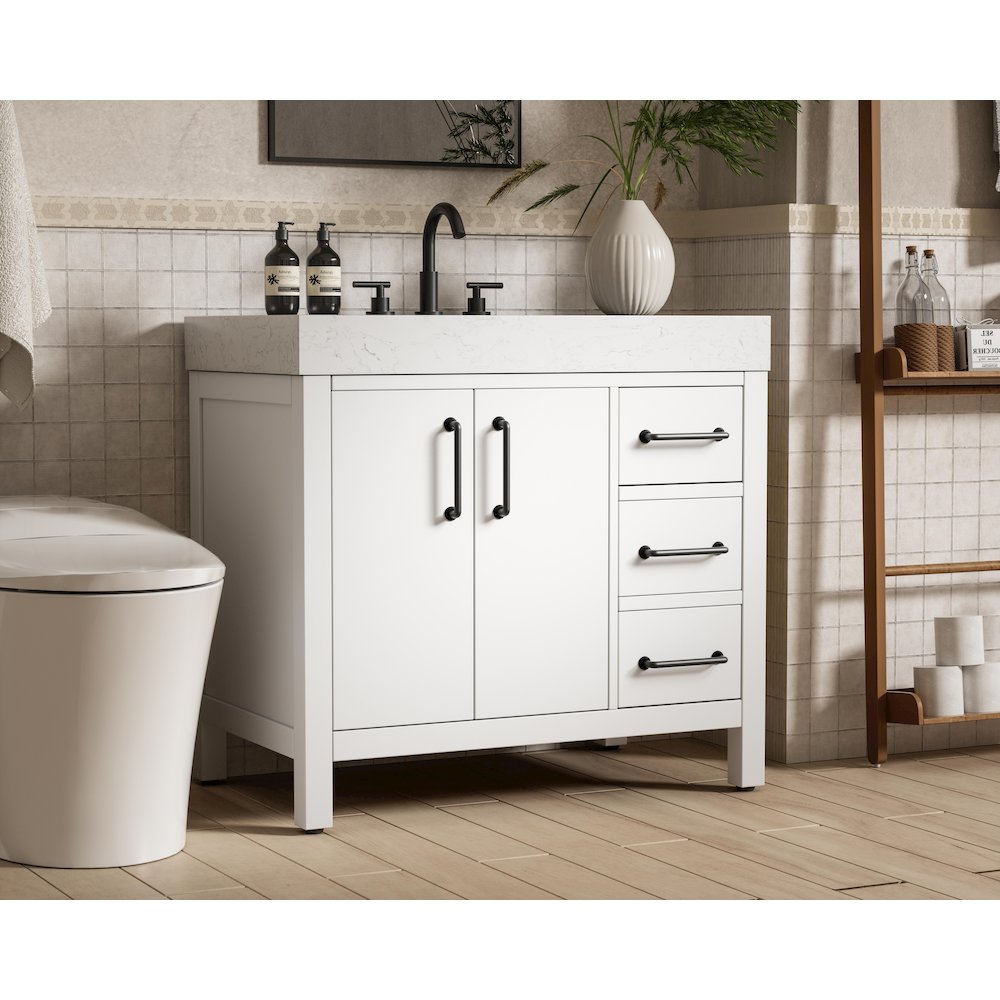 36 inch Single Bathroom Vanity In White. Picture 3