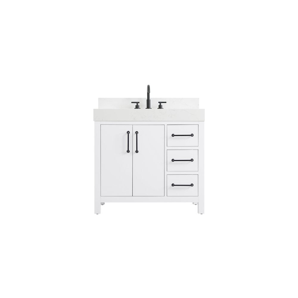36 inch Single Bathroom Vanity In White with backsplash. Picture 1