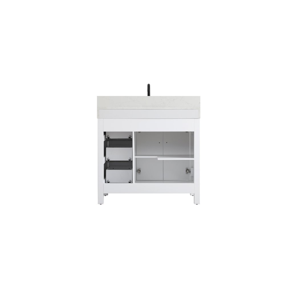 36 inch Single Bathroom Vanity In White with backsplash. Picture 12