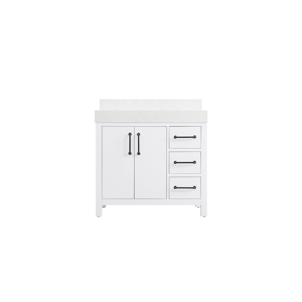 36 inch Single Bathroom Vanity In White with backsplash. Picture 5