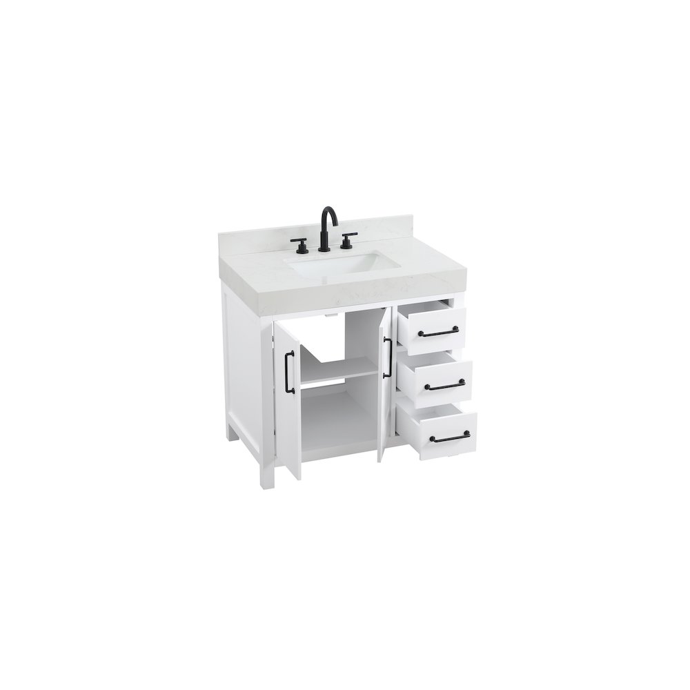 36 inch Single Bathroom Vanity In White with backsplash. Picture 7