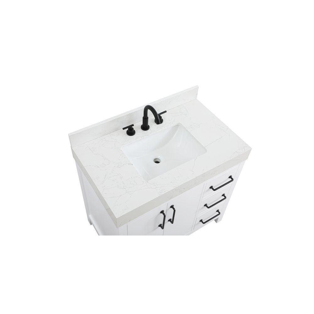 36 inch Single Bathroom Vanity In White with backsplash. Picture 8