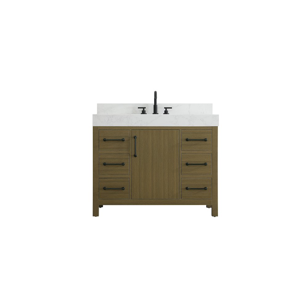 42 inch Single Bathroom Vanity In Chestnut Brown with backsplash. Picture 1