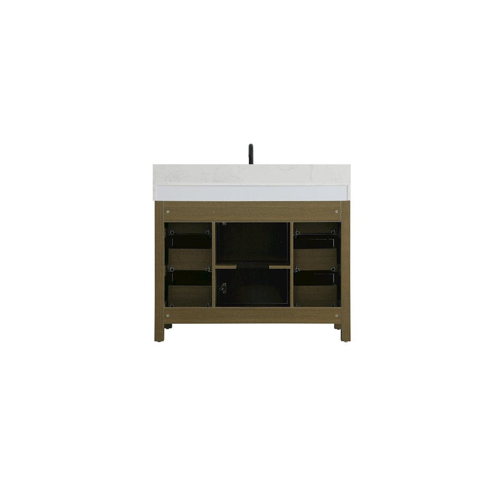 42 inch Single Bathroom Vanity In Chestnut Brown with backsplash. Picture 12