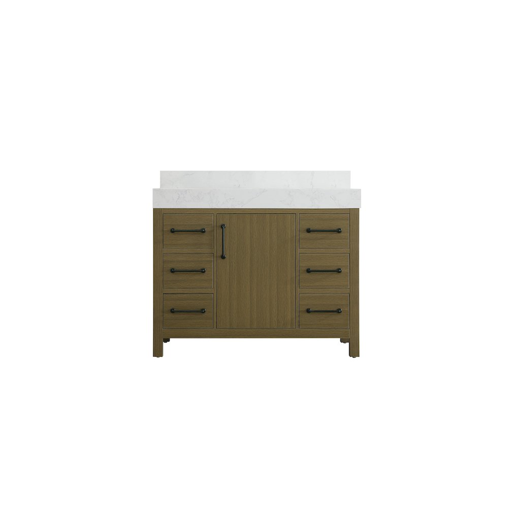 42 inch Single Bathroom Vanity In Chestnut Brown with backsplash. Picture 5