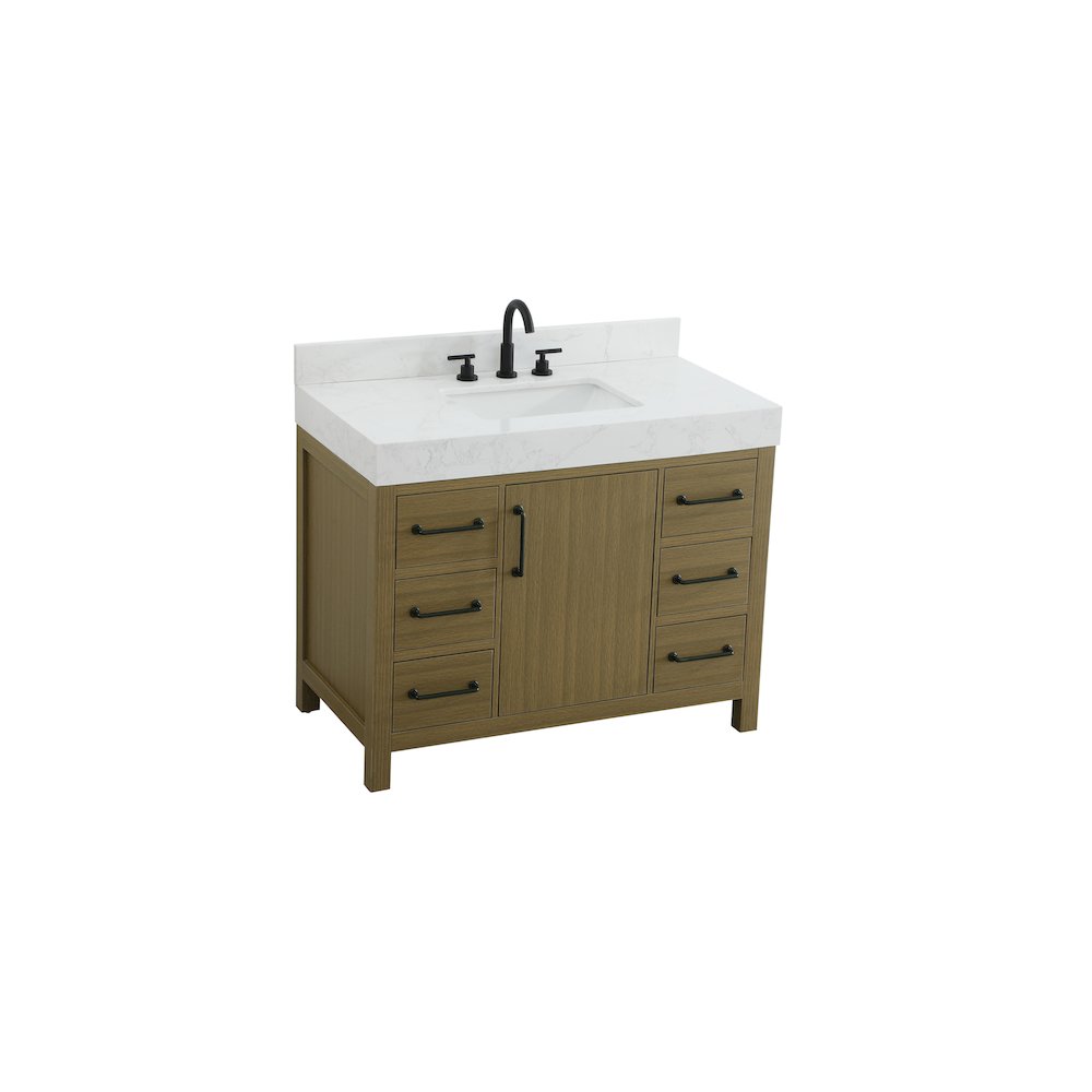 42 inch Single Bathroom Vanity In Chestnut Brown with backsplash. Picture 6