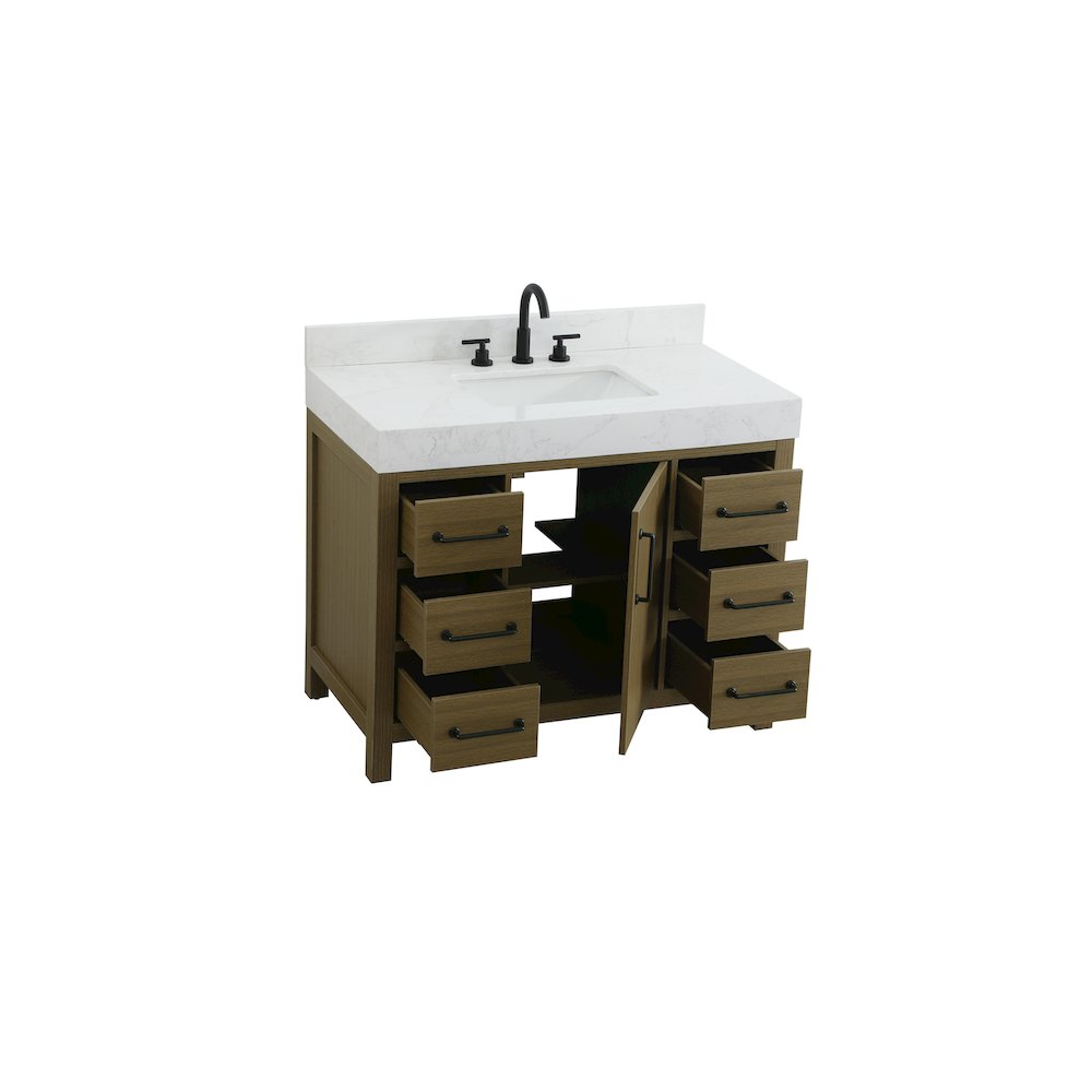 42 inch Single Bathroom Vanity In Chestnut Brown with backsplash. Picture 7