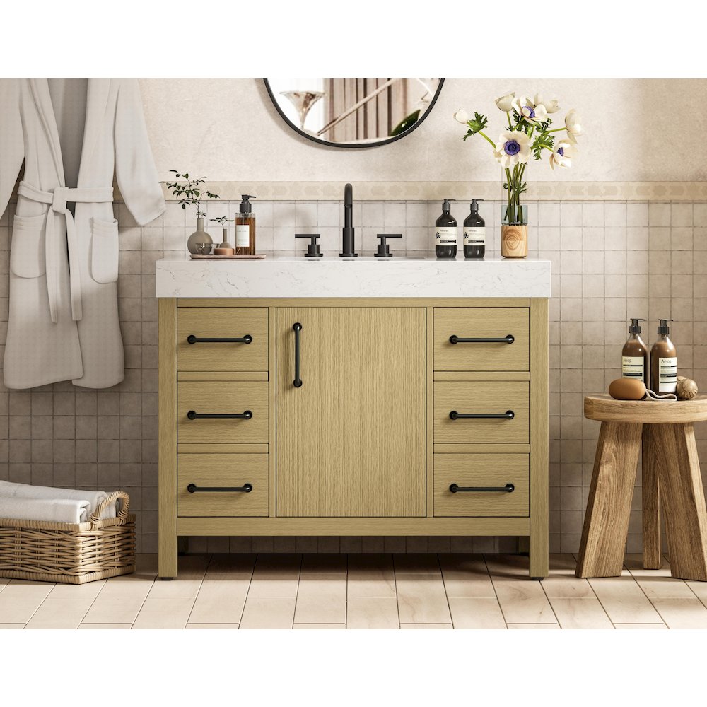 42 inch Single Bathroom Vanity In Honey Brown. Picture 2