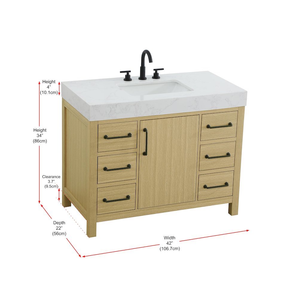 42 inch Single Bathroom Vanity In Honey Brown. Picture 13