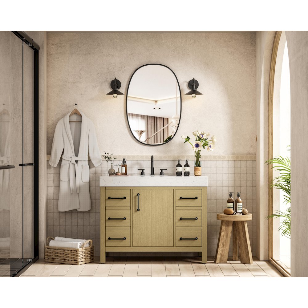 42 inch Single Bathroom Vanity In Honey Brown. Picture 4