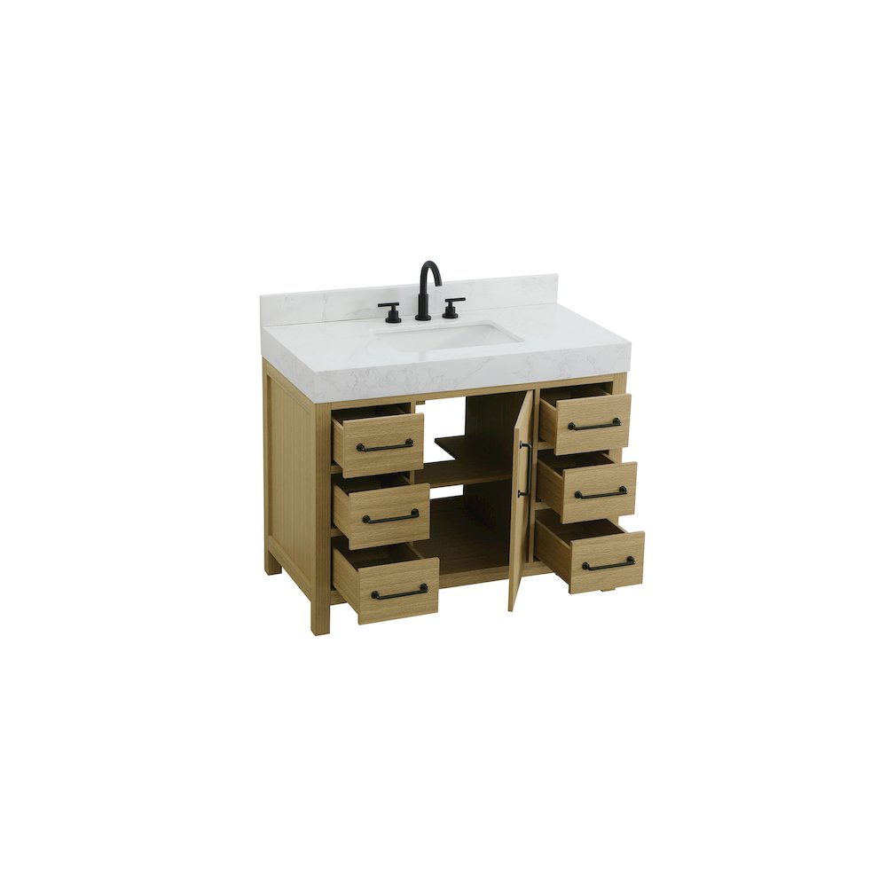 42 inch Single Bathroom Vanity In Honey Brown with backsplash. Picture 7