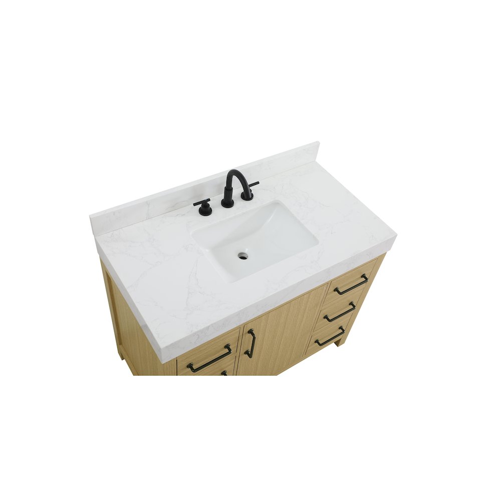 42 inch Single Bathroom Vanity In Honey Brown with backsplash. Picture 8