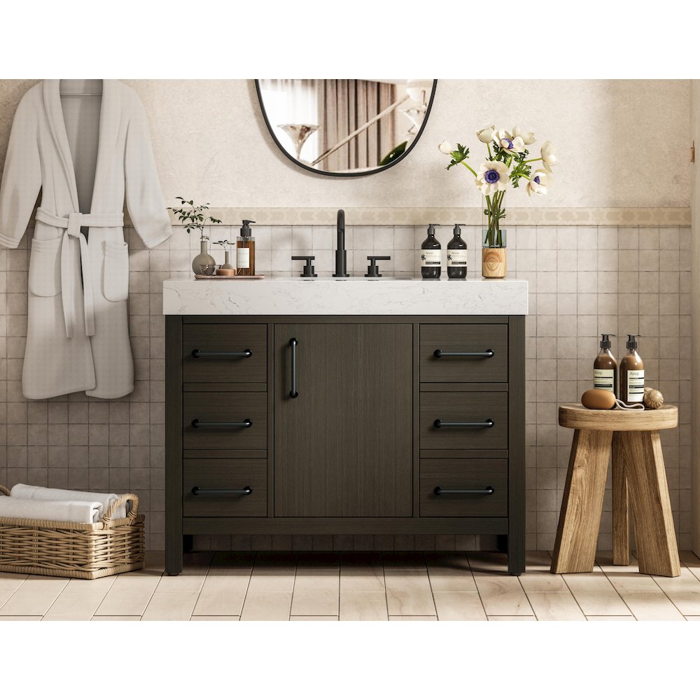 42 inch Single Bathroom Vanity In Mocha Brown. Picture 2