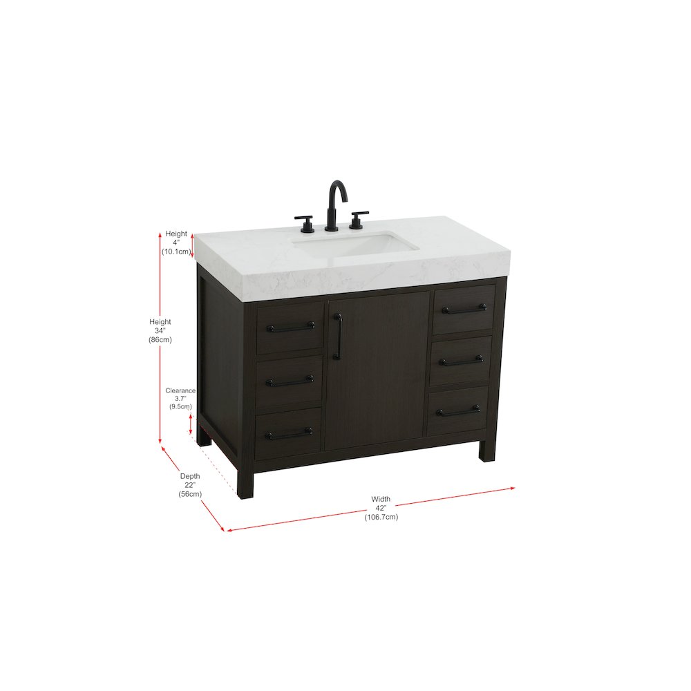 42 inch Single Bathroom Vanity In Mocha Brown. Picture 13