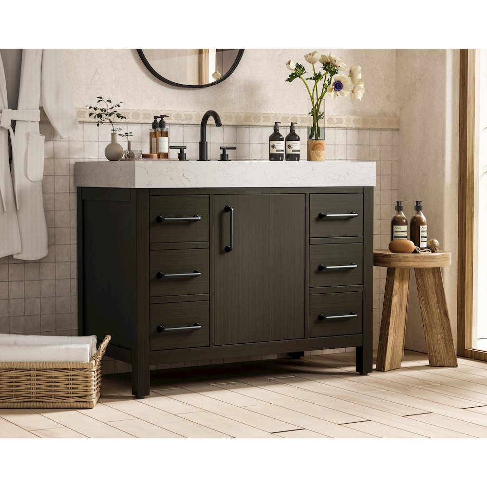 42 inch Single Bathroom Vanity In Mocha Brown. Picture 3