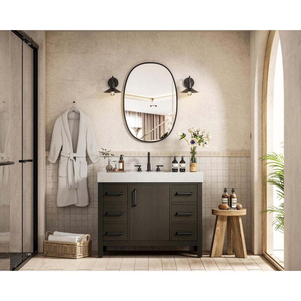42 inch Single Bathroom Vanity In Mocha Brown. Picture 4