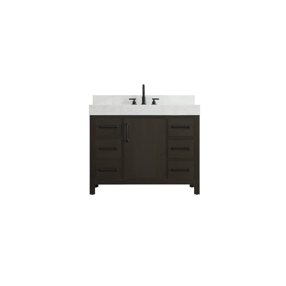 42 inch Single Bathroom Vanity In Mocha Brown with backsplash. Picture 1