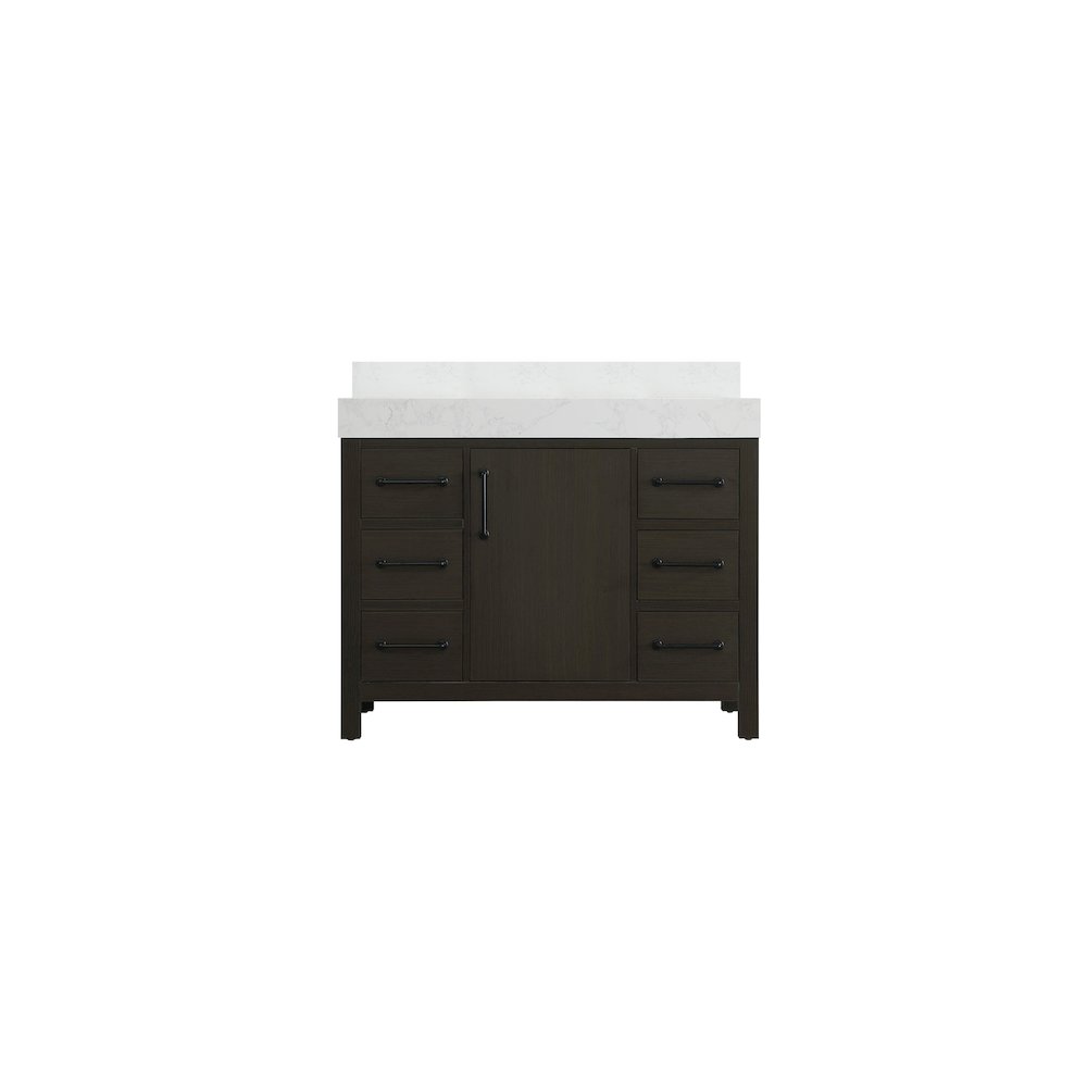 42 inch Single Bathroom Vanity In Mocha Brown with backsplash. Picture 5