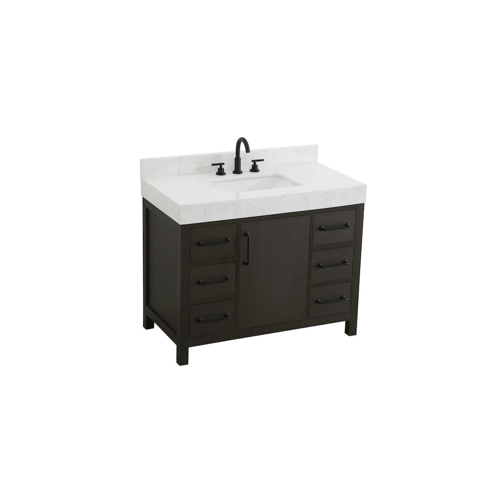 42 inch Single Bathroom Vanity In Mocha Brown with backsplash. Picture 6