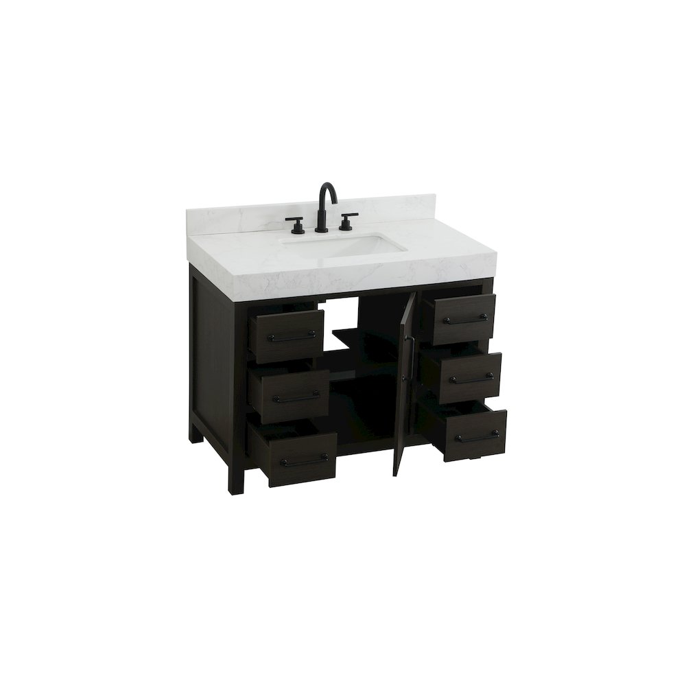 42 inch Single Bathroom Vanity In Mocha Brown with backsplash. Picture 7