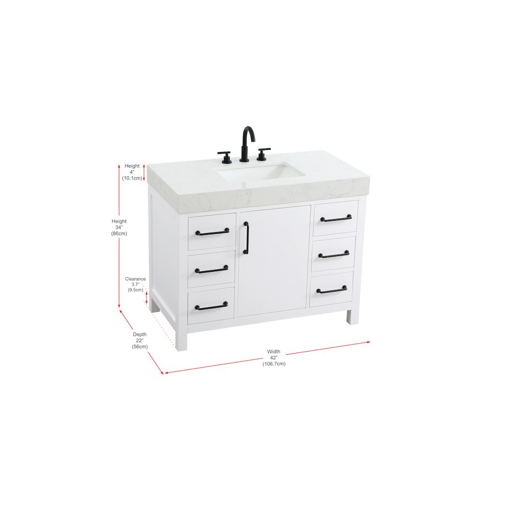 42 inch Single Bathroom Vanity In White. Picture 13