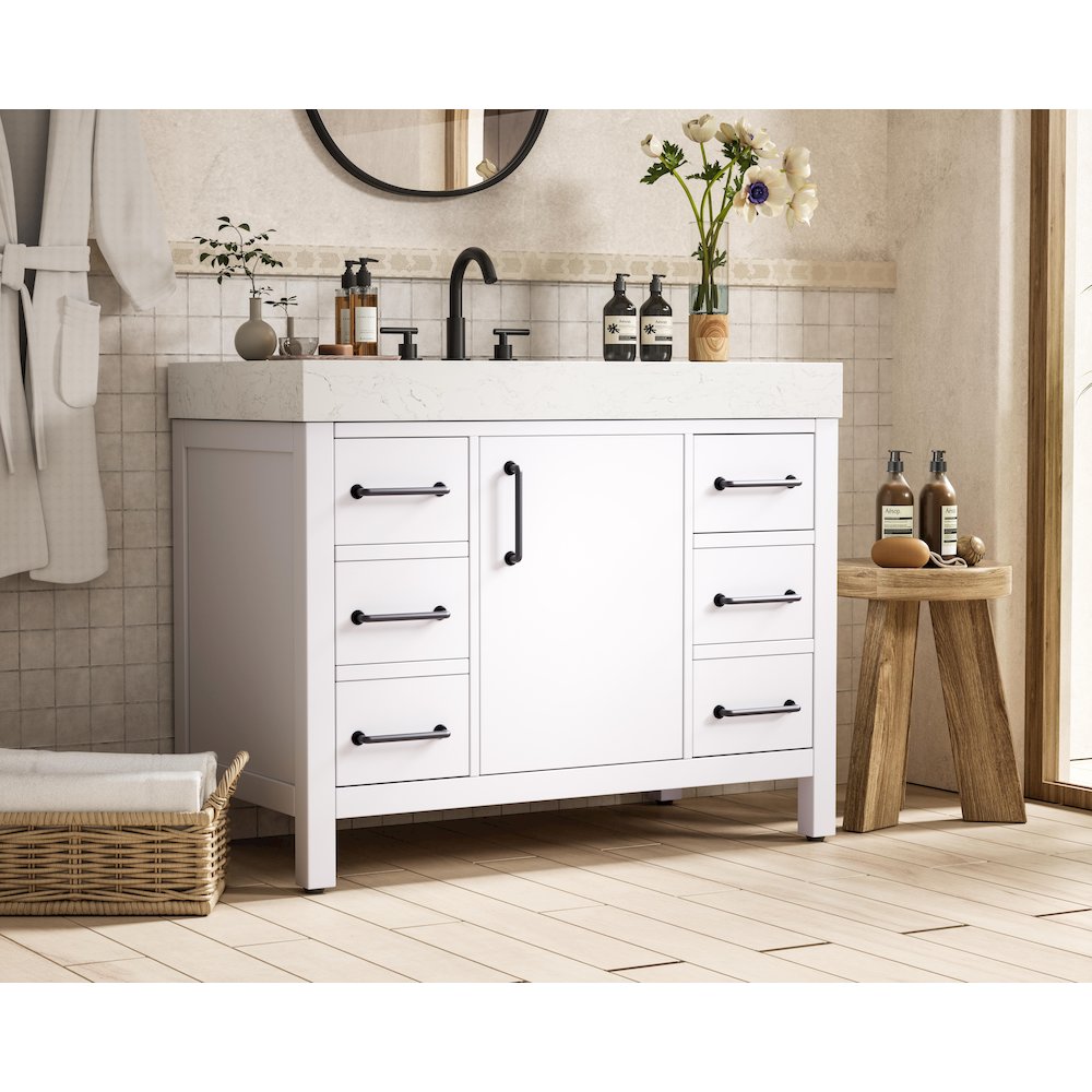 42 inch Single Bathroom Vanity In White. Picture 3