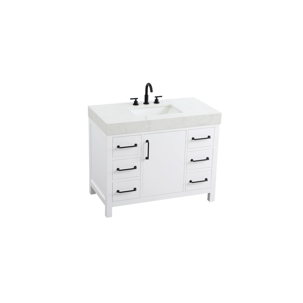 42 inch Single Bathroom Vanity In White. Picture 6