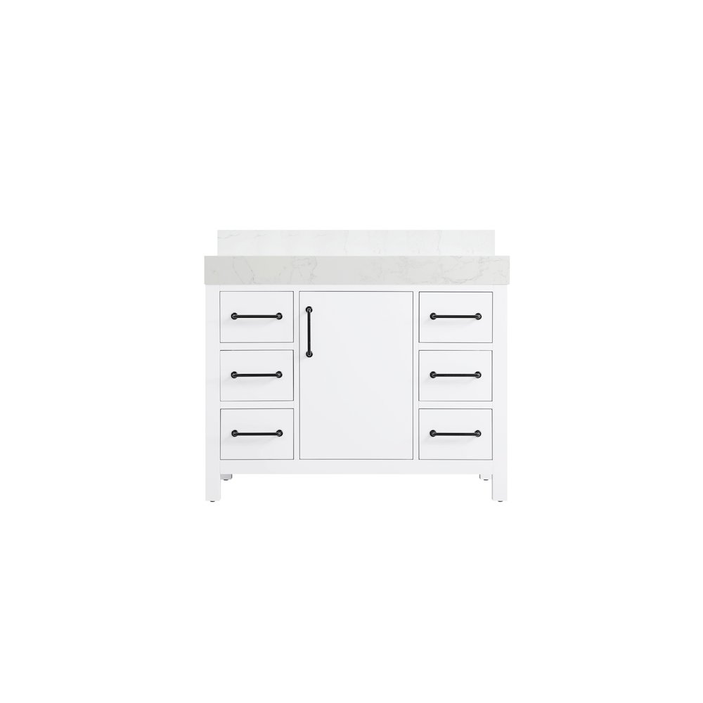 42 inch Single Bathroom Vanity In White with backsplash. Picture 5