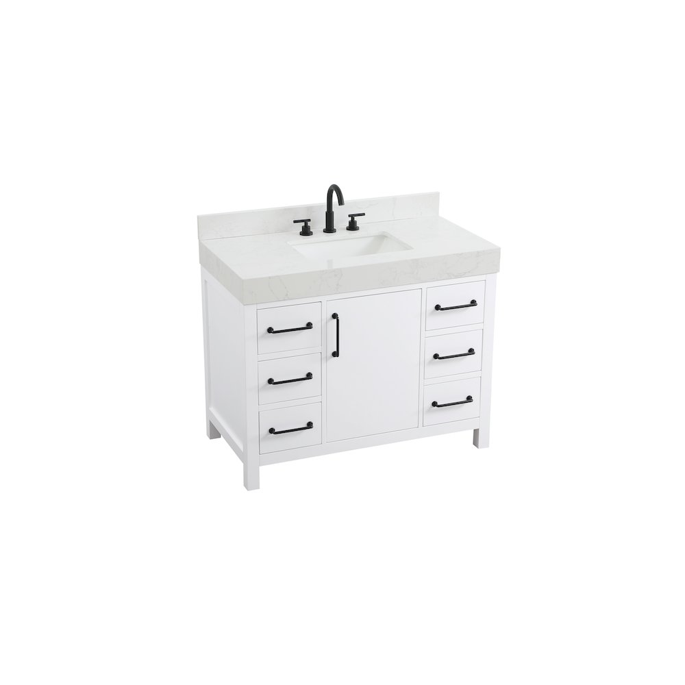 42 inch Single Bathroom Vanity In White with backsplash. Picture 6