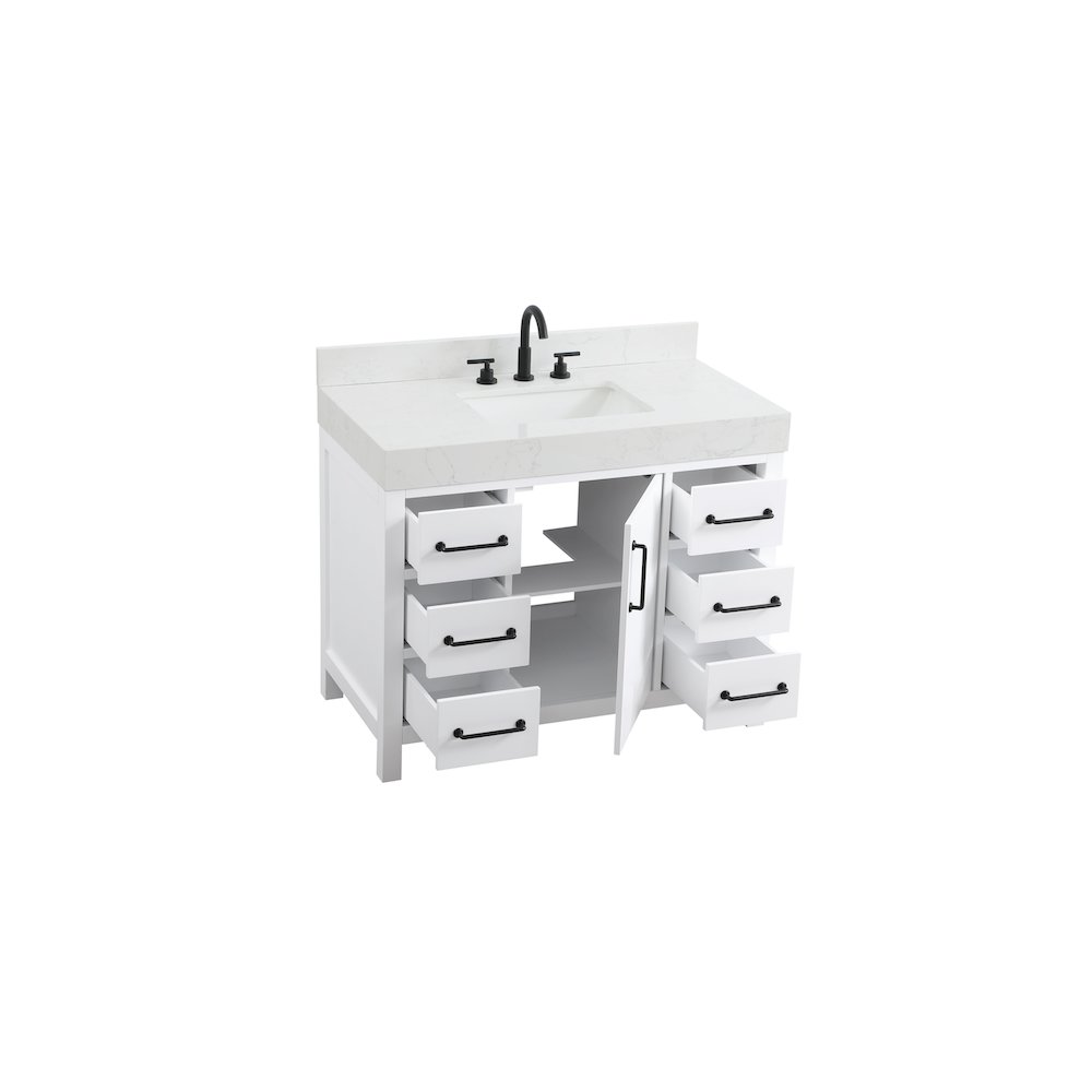 42 inch Single Bathroom Vanity In White with backsplash. Picture 7