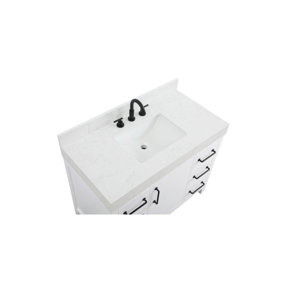 42 inch Single Bathroom Vanity In White with backsplash. Picture 8