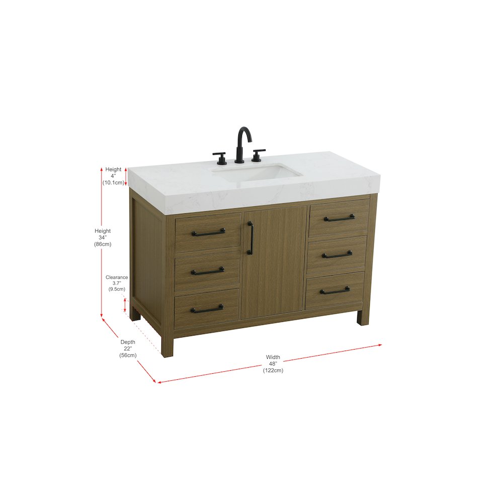 48 inch Single Bathroom Vanity In Chestnut Brown. Picture 13