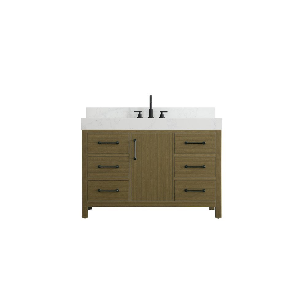 48 inch Single Bathroom Vanity In Chestnut Brown with backsplash. Picture 1