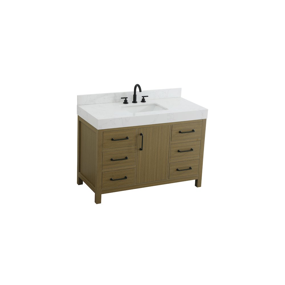 48 inch Single Bathroom Vanity In Chestnut Brown with backsplash. Picture 6