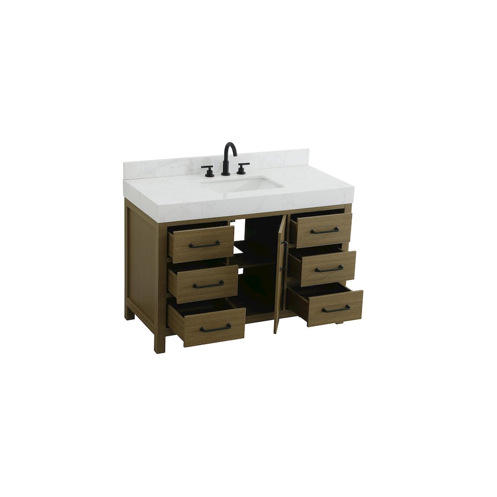 48 inch Single Bathroom Vanity In Chestnut Brown with backsplash. Picture 7