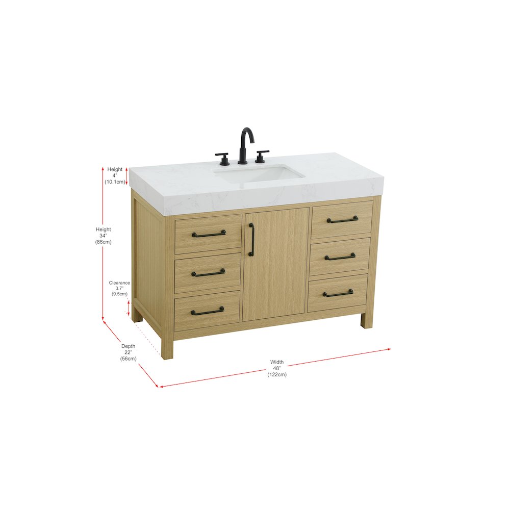 48 inch Single Bathroom Vanity In Honey Brown. Picture 13