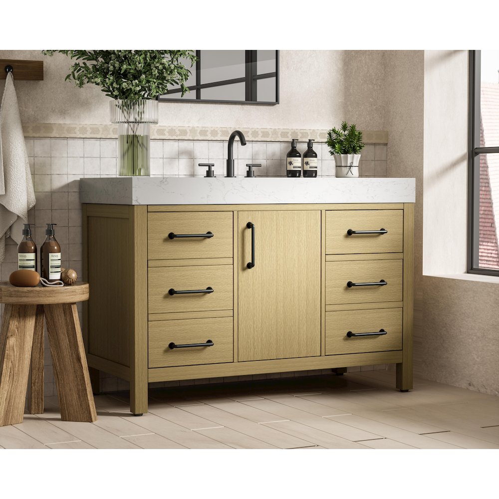 48 inch Single Bathroom Vanity In Honey Brown. Picture 3