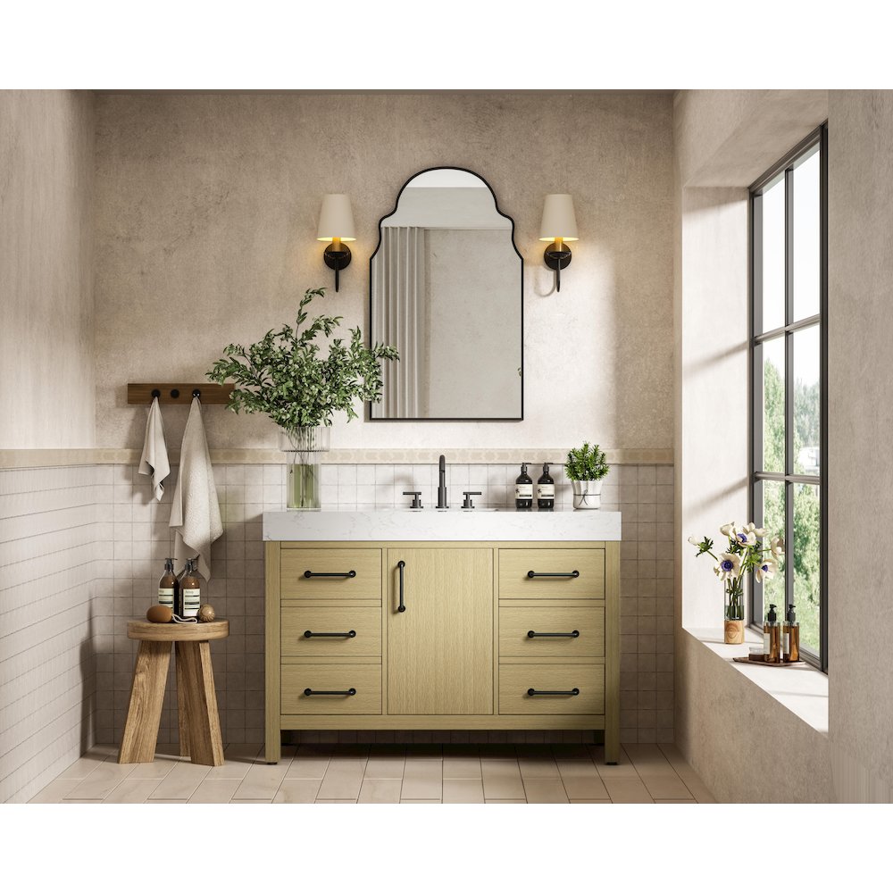 48 inch Single Bathroom Vanity In Honey Brown. Picture 4