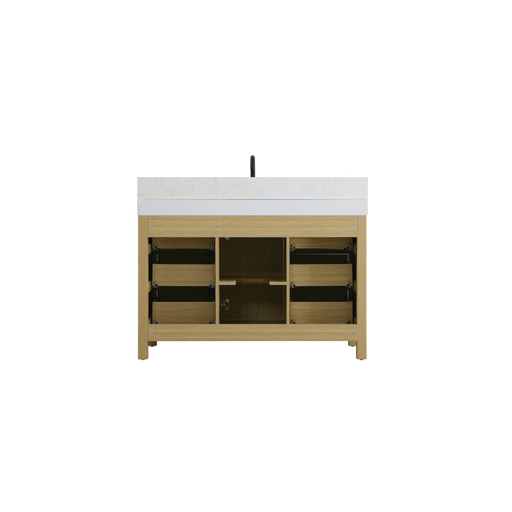 48 inch Single Bathroom Vanity In Honey Brown with backsplash. Picture 12