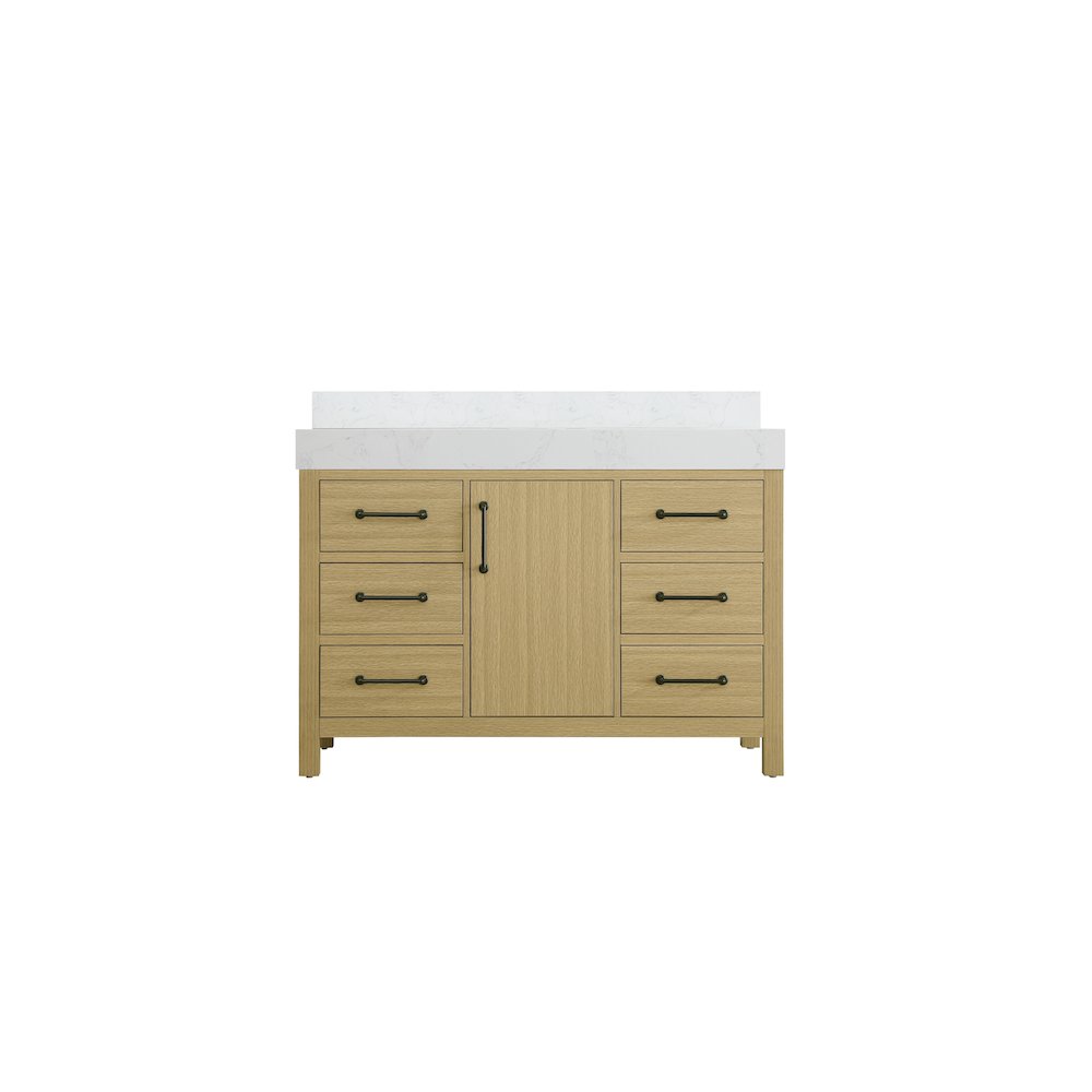 48 inch Single Bathroom Vanity In Honey Brown with backsplash. Picture 5