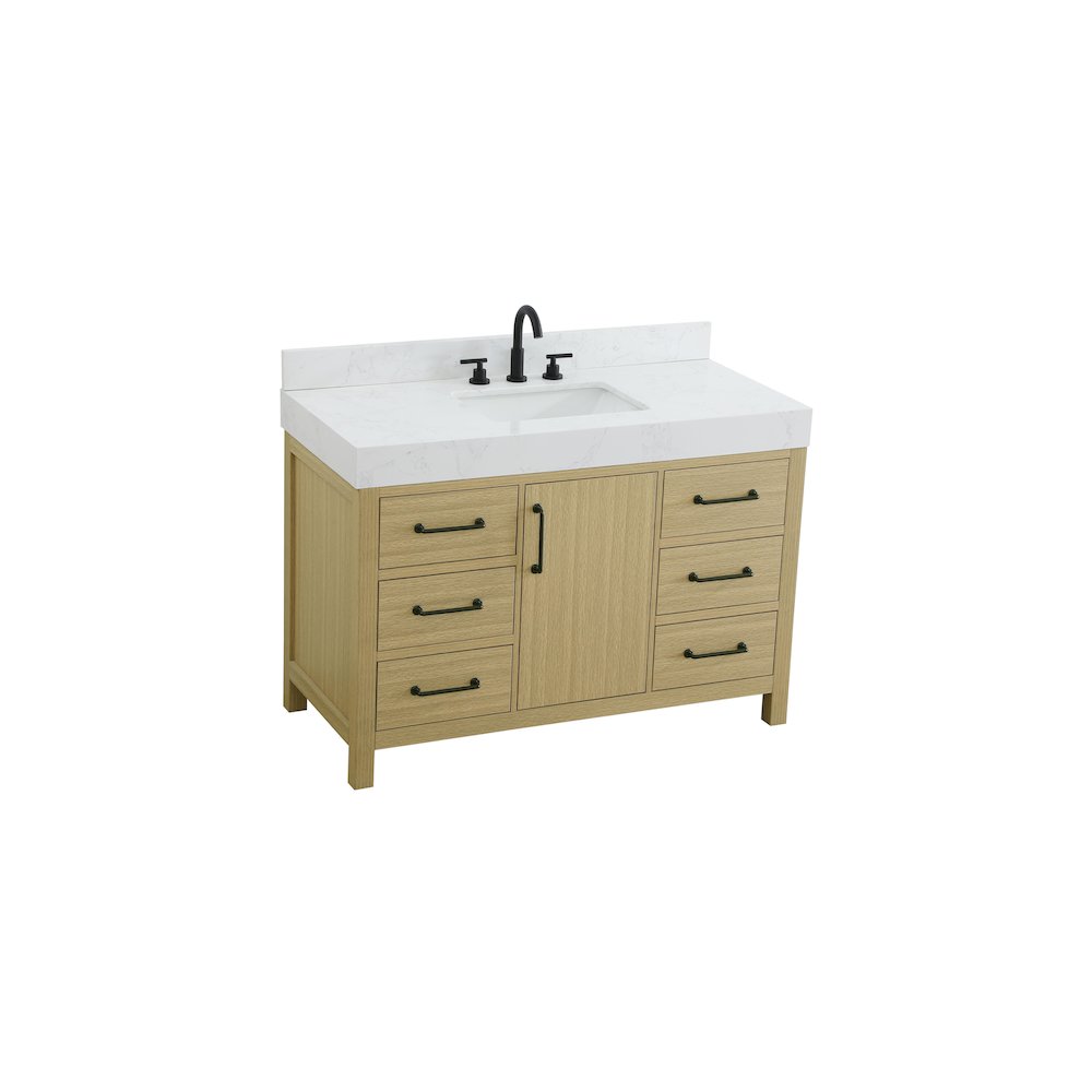 48 inch Single Bathroom Vanity In Honey Brown with backsplash. Picture 6