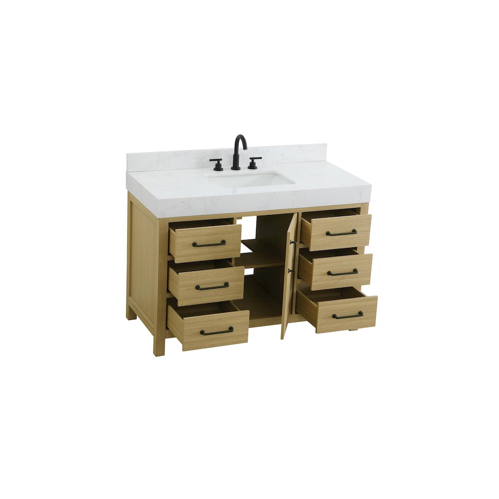 48 inch Single Bathroom Vanity In Honey Brown with backsplash. Picture 7